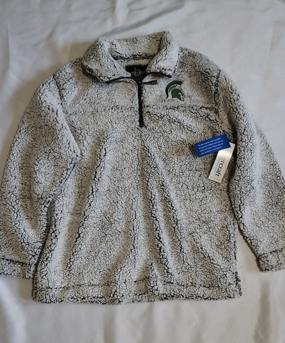 Michigan State Spartans Faux Sherpa Pullover Size Large